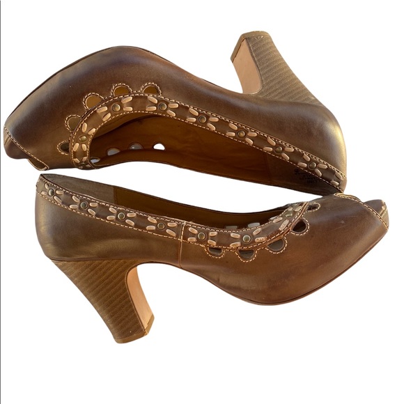 Mudd Heels Womens Size 10M Brown Round Toe Peep Toe Pumps - Picture 4 of 9